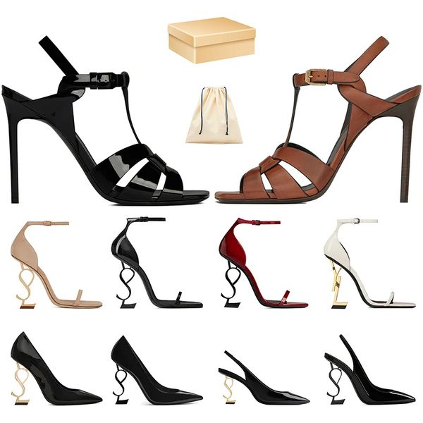 2024 High Heels Women Dress shoes Designer Sandals Luxury Lady Open Toe Stiletto Heel Metal Letters Sandal Fashion Stylist heel With Box and