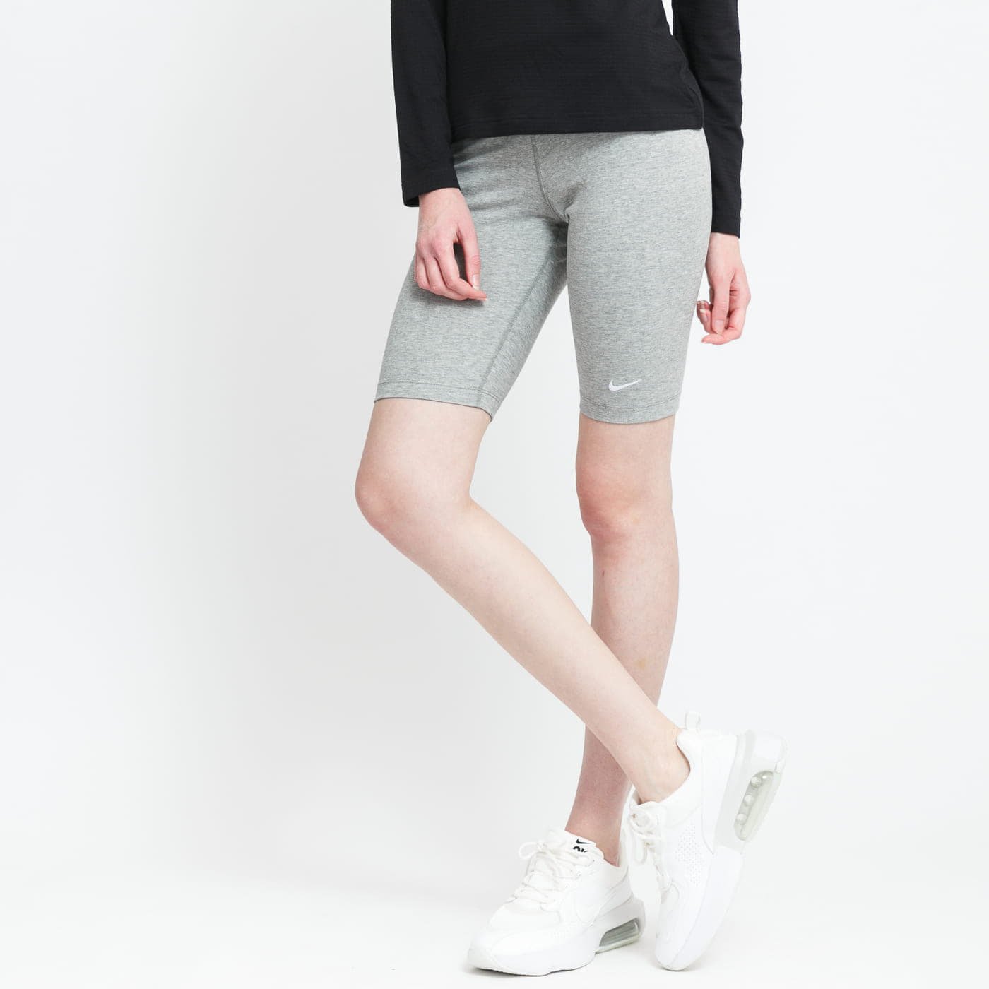 Shortsit Nike NSW Essential Medium-Rise Biker Shorts Dk Grey Heather- White XS