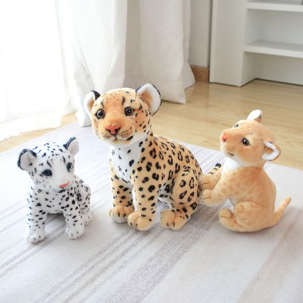 23-27-33CM Lifelike Forest Lion Snow Leopard Plush Toys Simulated Animal Black Leopard Dolls Creative Birthday Decoration Gift