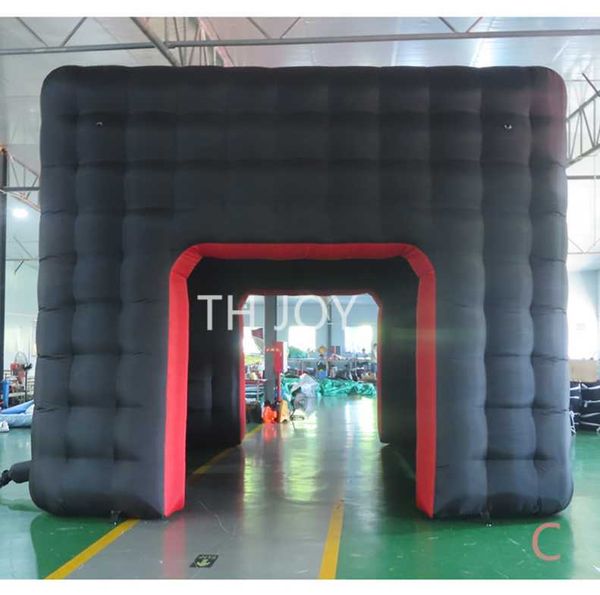 wholesale outdoor activities 5x5m Large Black Inflatable Cube Tent customized Square Event tent Big Portable NightClub