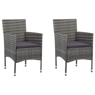 Patio Dining Chairs 2 pcs Poly Rattan Gray