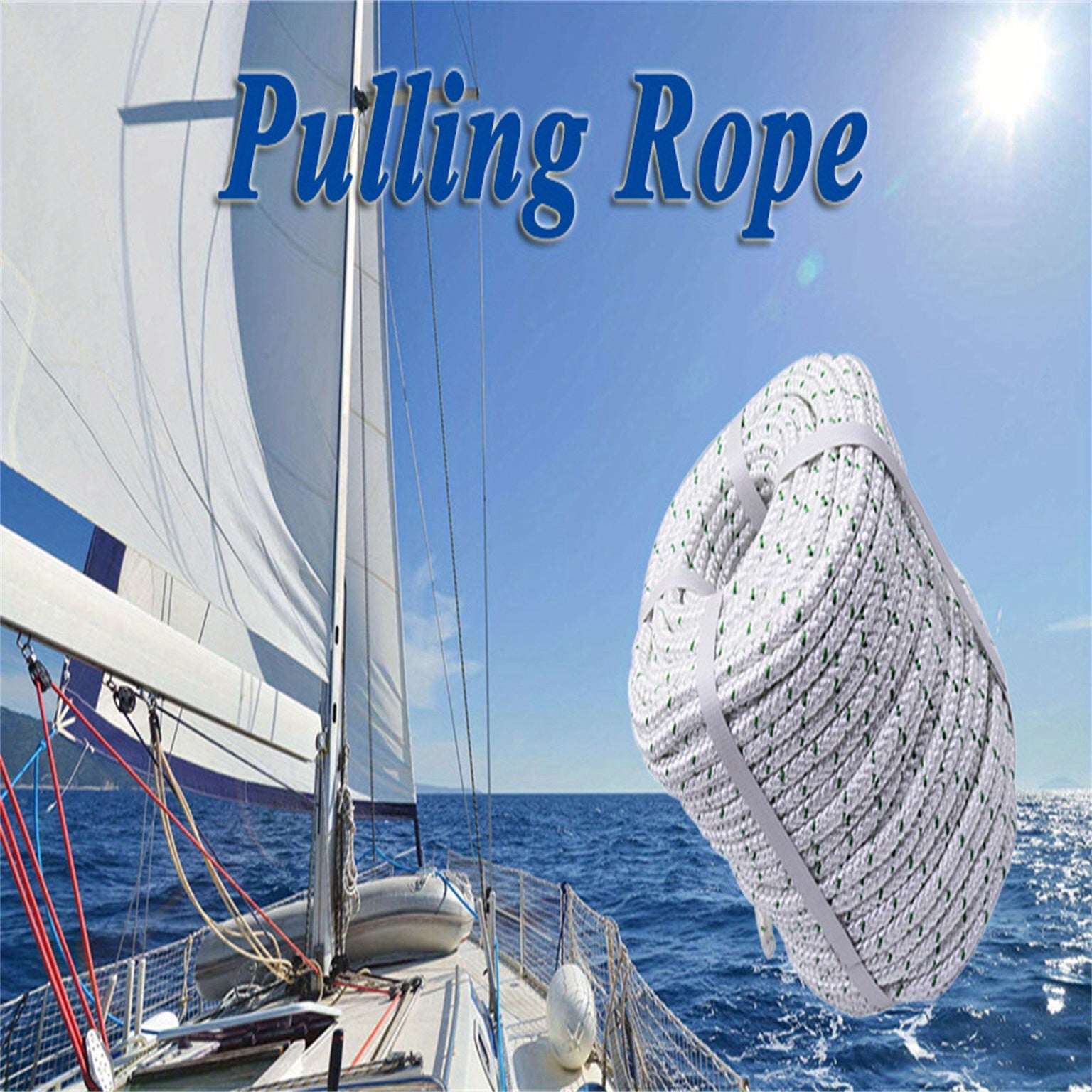 TEMU 100 Feet Braided Polyester Rope Bull Rope Rope 3- 8 Inch For Outdoor Activities Swing Sailing White Green