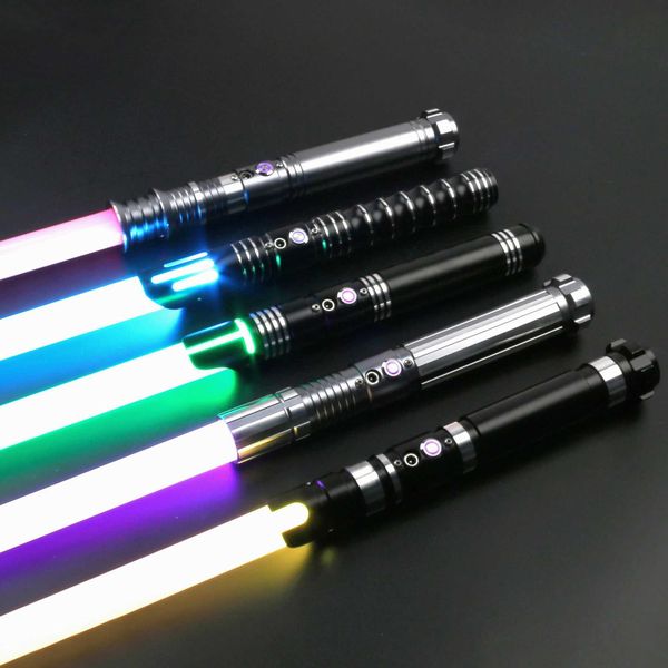 LED Swords-Guns 100cm RGB Lightsaber Smooth Swinging Sabre Star Heavy Duel Laser Sword 12 Colors 10 Soundfonts Foc Blaster Toy Gift H241206
