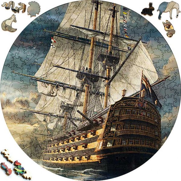 Creative wooden puzzles luxurious boats interesting toys on the sea animals wooden puzzles intelligent games shape puzzles best friend gifts