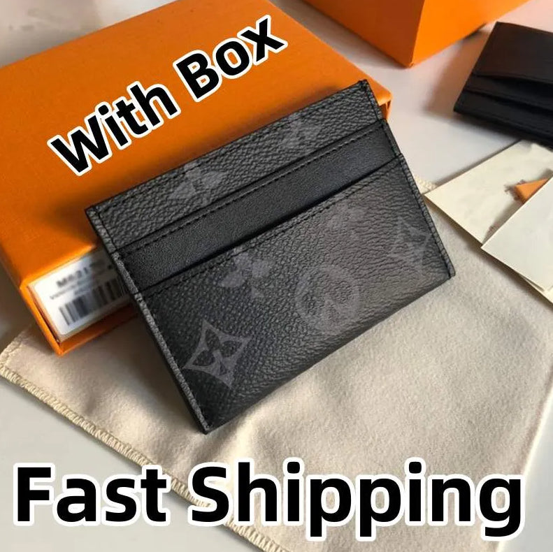 2025 Fashion Card Holders Woman Mini Wallet Designer Pure Color Genuine Leather Pebble Texture Luxury Black Wallet With Box