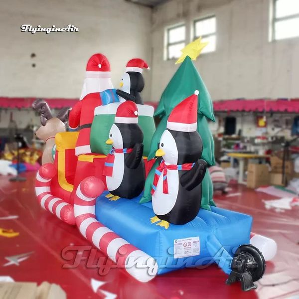 Personalized Christmas Decorations Inflatable Bouncers Santa Balloon Xmas Character Reindeer Rudolph Candy Cane Sleigh With Tree And Penguin