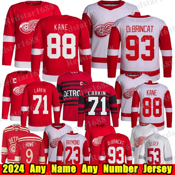 #88 Patrick Kane Detroit hockey jersey #71 Dylan Larkin Alex DeBrincat Moritz Seider Gordie Howe Pavel Datsyuk Steve Yzerman Lucas Raymond R