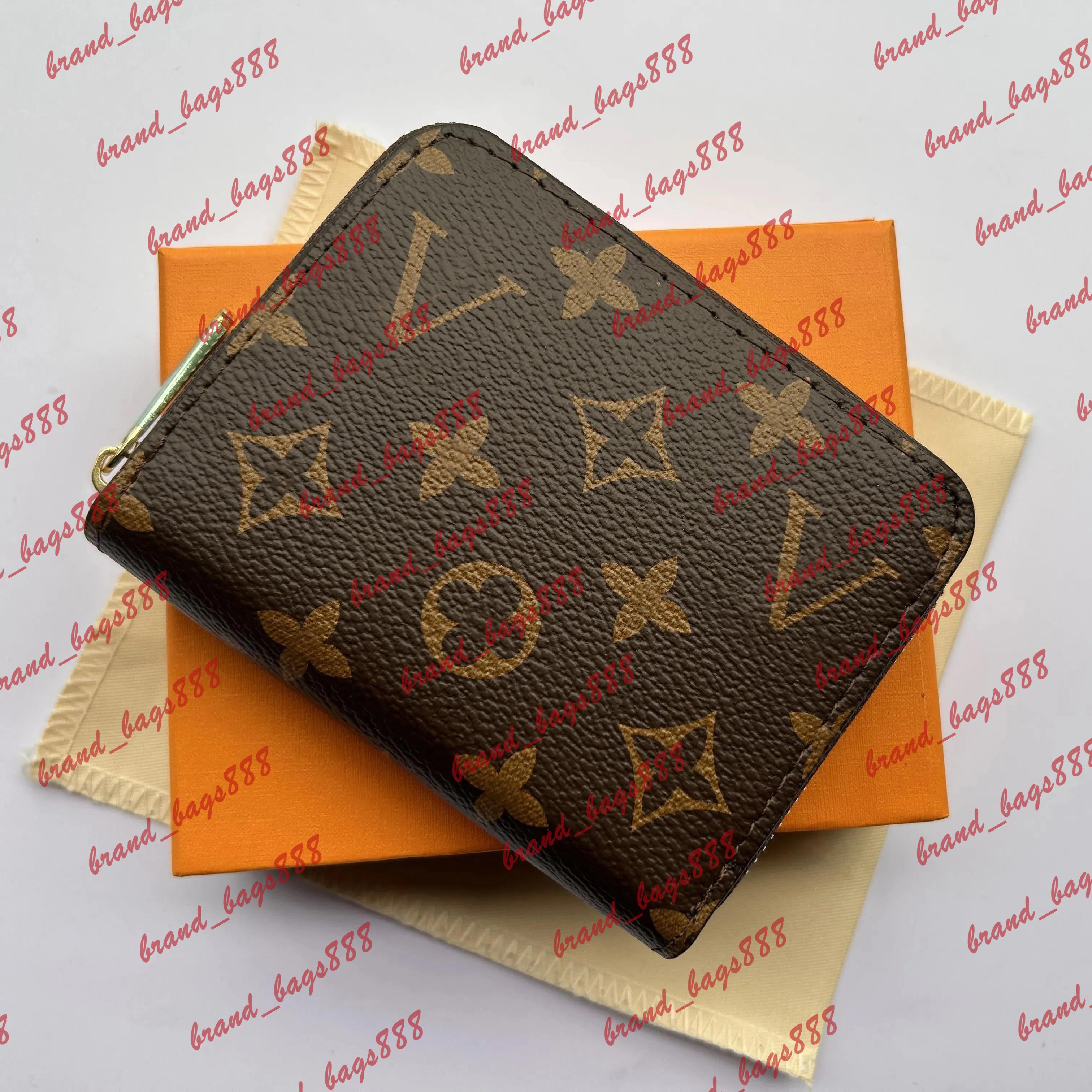 mirror quality M60067 N63070 Zippy Zip Coin Purse wallet Genuine Leather Black flower Womens man Designer key pouch card holder luxury wallets Embos