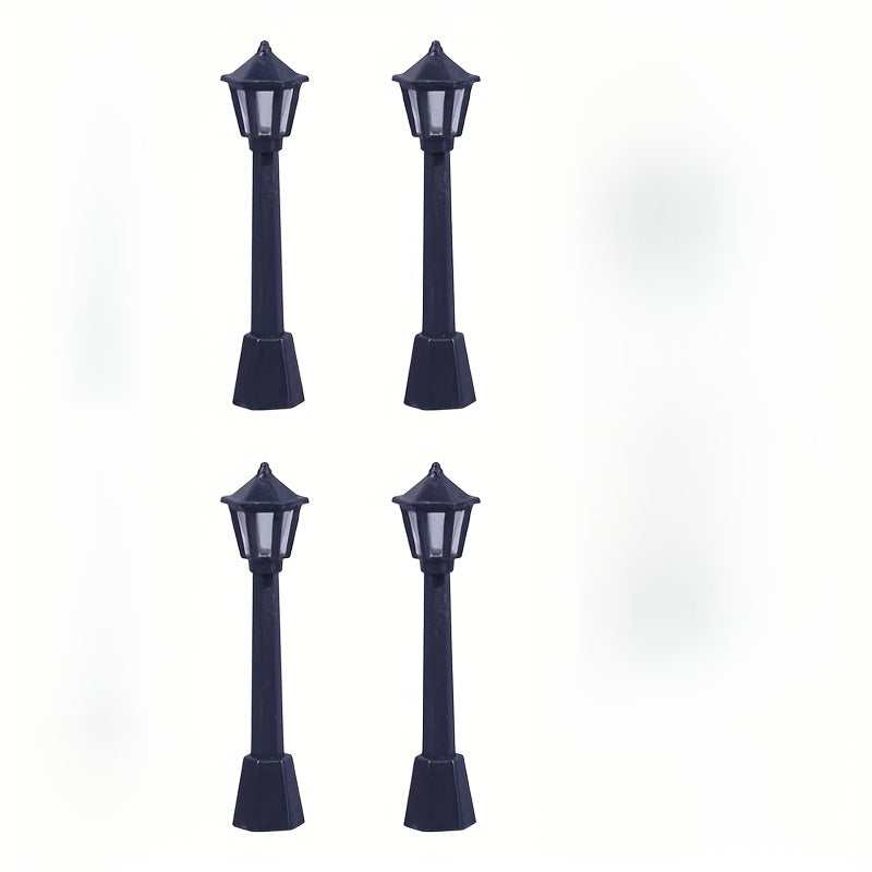 TEMU 4--50pcs Miniature Miniature Street Light Model, Railroad Train Street Light, Black Light Exterior Path Lamp Post For Dollhouse Decoration Micro