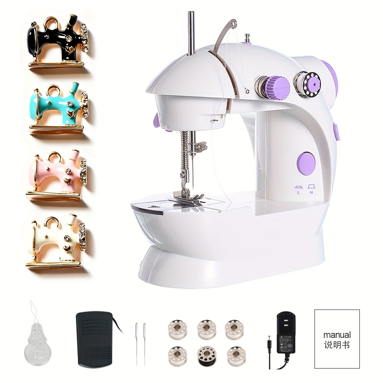 TEMU Mini Electric Sewing Machine 2 Speed Portable Desktop Handheld Household With Led Light (us)