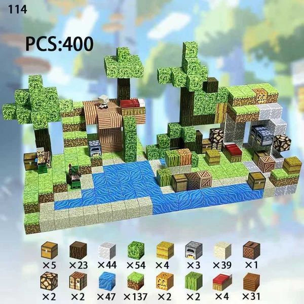 toy childrens puzzle assembly building blocks My World around mini hundred strong magnetic blocks X2412181