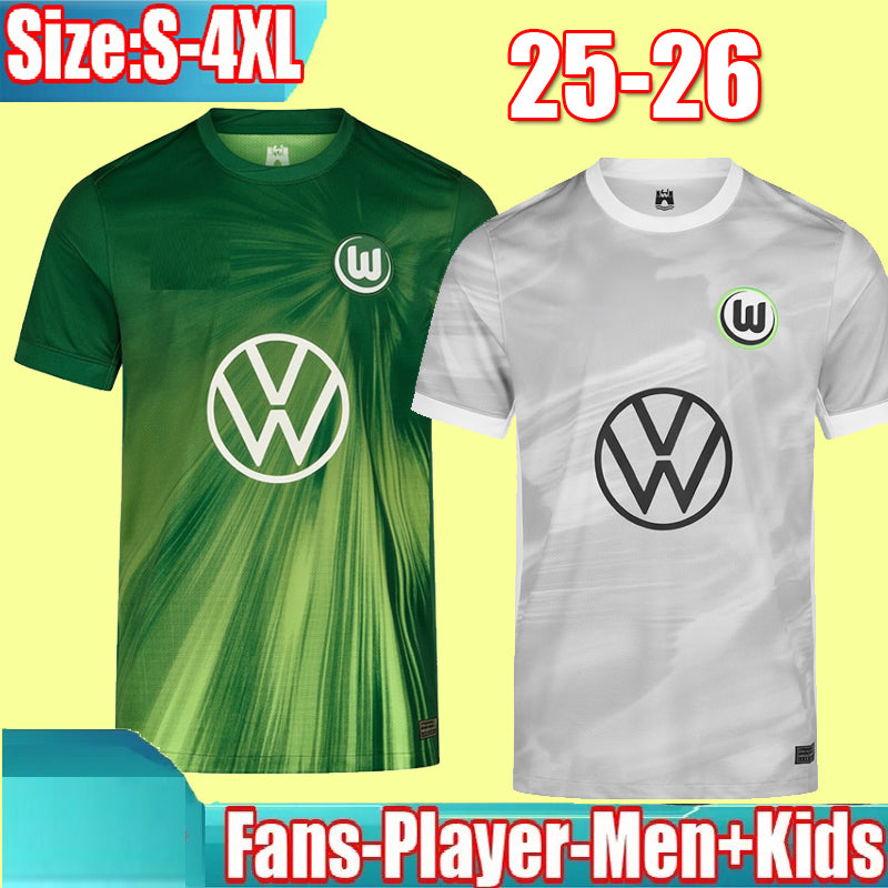 25 26 VfL Wolfsburg Soccer Jerseys WIND LACROIX 2025 2026 Home Away Ginczek Steffen Shirts Roussillon Mehmedi Mbabu Brooks Arnold Weghorst MAJER Foo