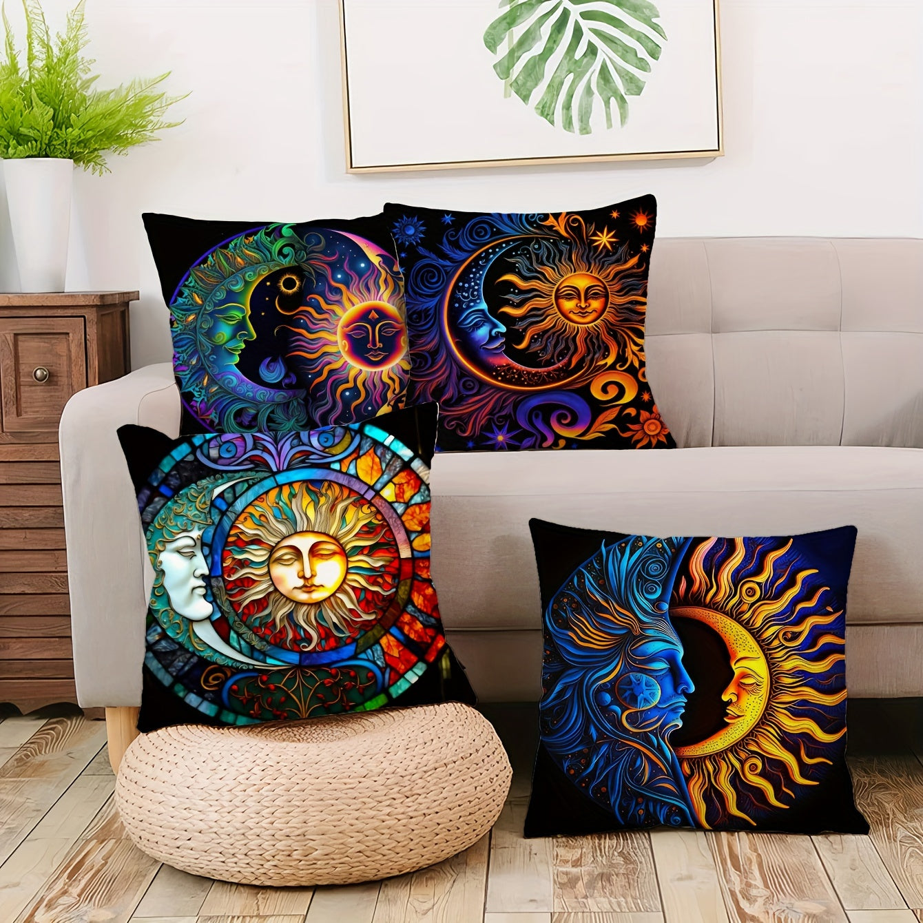 TEMU 4pcs Short Plush Pillow Covers 18x18 Inch, Contemporary Abstract , Single-sided Print, Zipper Closure, Hand Wash Sofa Living Room Bedroom Decor