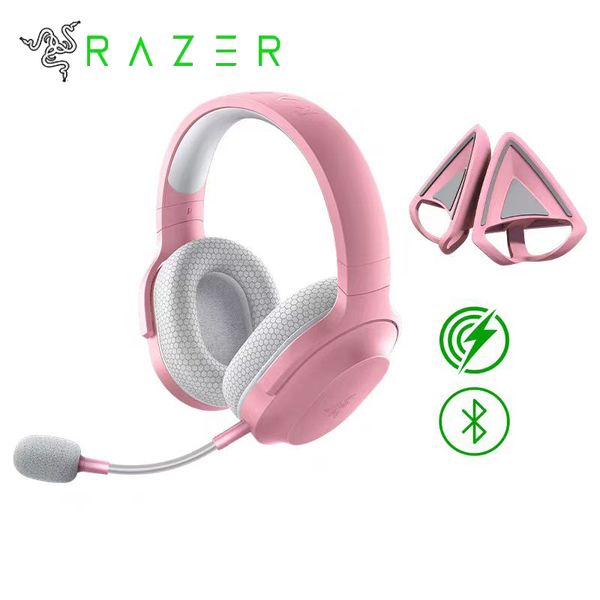 Razer Barracuda cute cat Headphones E-sports Gaming Headset with Microphone 7.1 Surround Sound RGB lighting Wired for PC PS4 noise cancellin