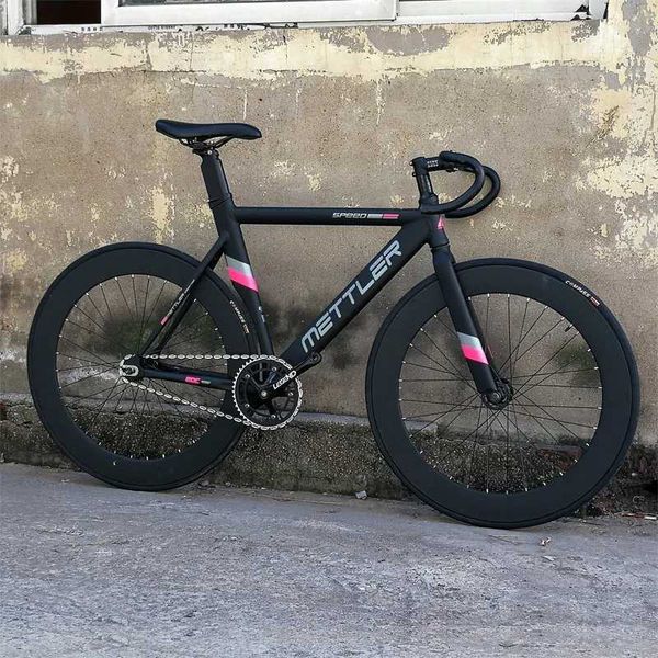 Bikes Bikes METTLER Fixed Gear Bicycle Aluminum Alloy Frame 700C Wheelset Flip-flop Hub Fixie Bike Parts Customizable Y240423 PLX