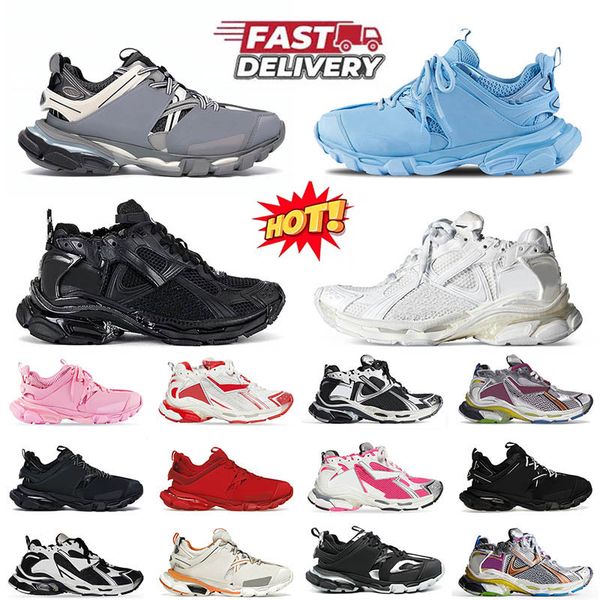 Luxury Mesh Nylon Designer Casual Track Shoes Women Mens Leather Triple black white blue Multicolor red Platform Sneakers Oversized Tracks O