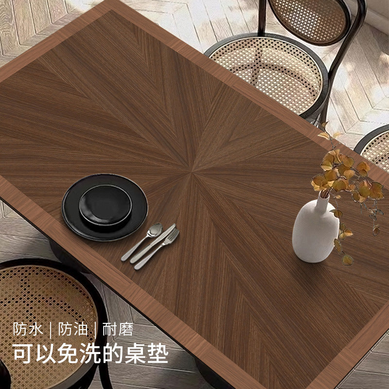 Wood grain table mat waterproof and oil-proof tablecloth anti-scalding and washable table protection mat coffee table desk mat P54N01
