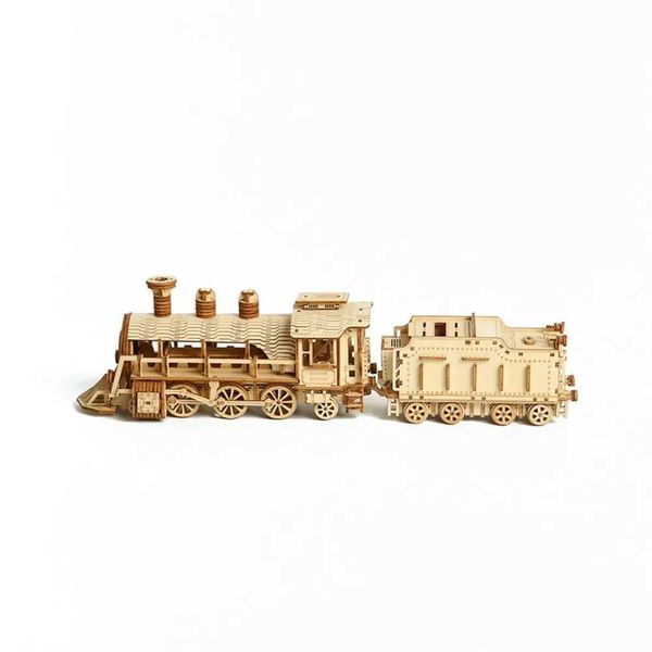 DIY Locomotive Wooden Jigs Toys Child Building Puzzles Handmade Workcraft Bricks for Teen Adults 3d Classic Train Models GiftXJ241218