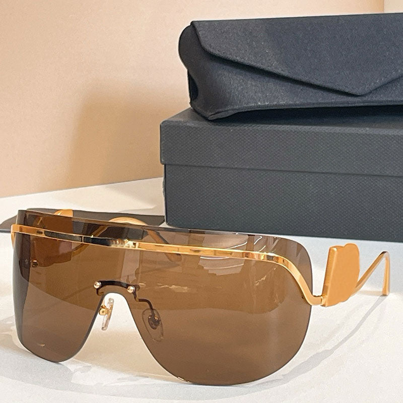 Women frameless face mask sunglasses Fashionable Womens Designer wrapped glasses 2320 frame metal letter decoration Womens oversized frame Sunglasse
