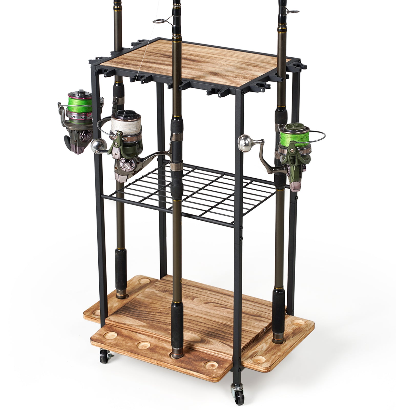 Multi-Rod Standing Rack Made of Robust Material , Organize Your Fishing Equipment Efficiently