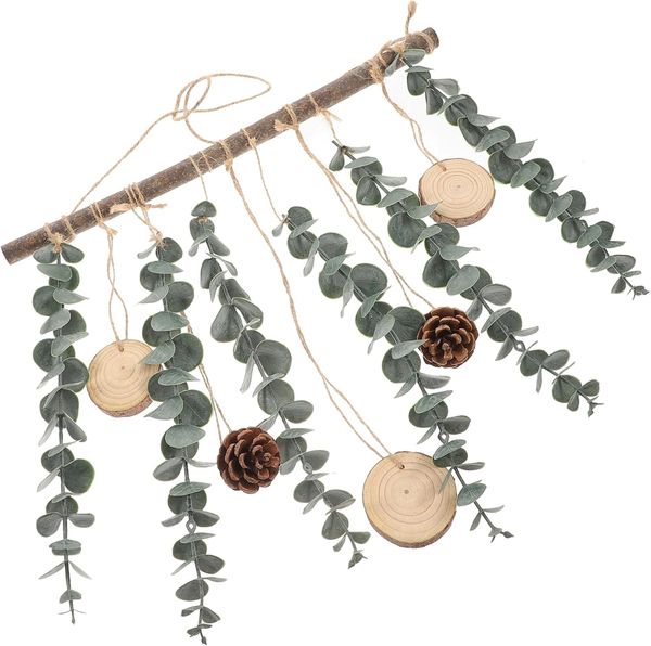 Wall Hanging Outdoor Decor Faux Hanging Plant Boho Bedroom Decor Green Leaf Pendant Simulated Weeping Plants Fake Eucalyptus Vine Decoration