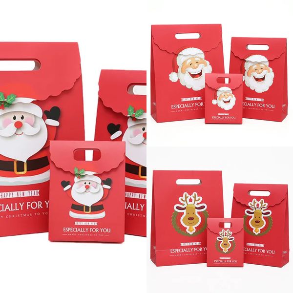 New 2Pcs Candy Cookies Box Eve Handy Paper Bag Christmas Party Decoration Kids New Year Gift 2024