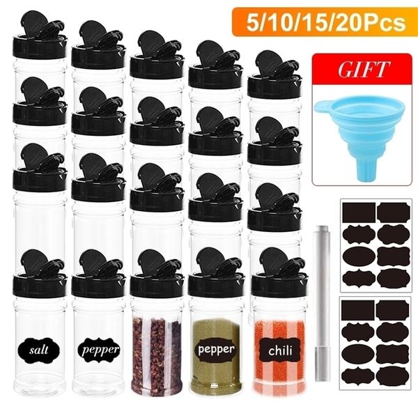 Storage Bottles Jars 5-10-15-20PC Salt and Pepper Shakers Spice Jars Spice Container Plastic Does Not Contain BPA Canister Set Kitchen Sugar