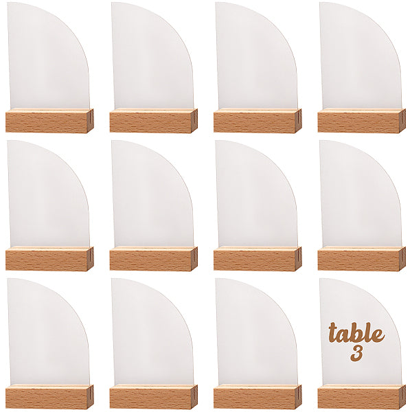 Transparent Acrylic Place Card & Wood Card Holder Set