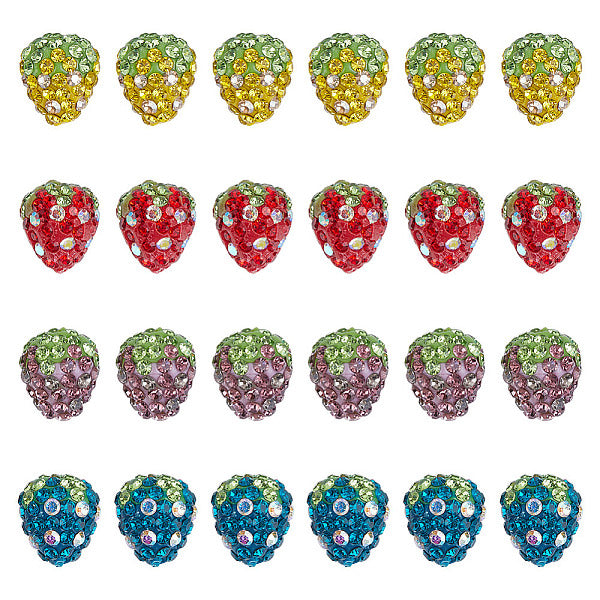 24Pcs 4 Colors Clay Polymer Rhinestone Beads