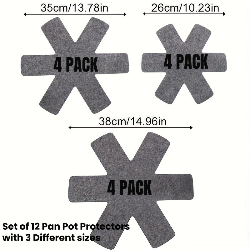 TEMU 12pcs Premium Felt Pot Pan Protectors, 3 Sizes, Felt Pot Holders, Scratch & Heat Resistant Cookware Isolators, Durable Space-saving Design