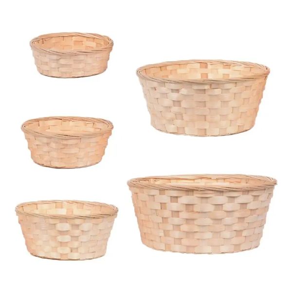Round Wicker Bread Basket Hampers Handmade Woven Kitchen Storage Basket for Eggs Vegetables Food Fruit Dessert Cookies