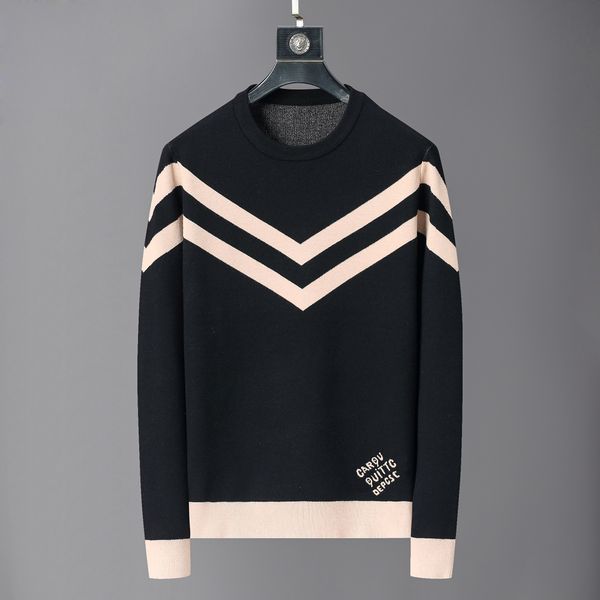 Knitted Sweater Mens Casual Solid Color Long Sleeve Staff Collar Knitted Jumping Top Mens Autumn Fashion Slim Fit Sweater