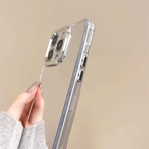 Cellphone Case Luxury transparent hard mirror phone case suitable for iPhone 16 14 Pro Max 15 Plus 11 12 13 XR X XS shock-absorbing soft sil