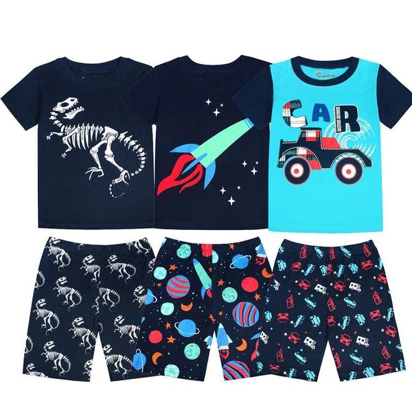 Pajamas 2 3 4 5 6 7 8 Yrs Boys Pajamas for Kids Children Sleepwear Short Sleeve Sleep Clothes Tops Pajama Shorts Clothing Set Boy Pajamas CL