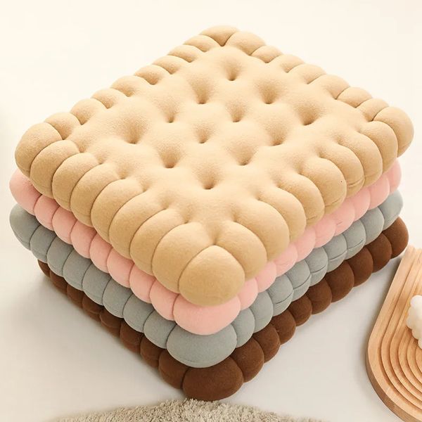 Biscuit Shape Plush Soft Cushion Creative Pillow Chair Cushion Decoration Cookie Japanese Tatami Backrest Cushion Sofa Pillow 241125