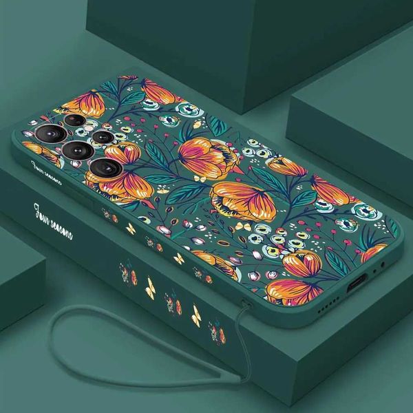 Suitable for S23 S22 S21 S24 Ultra Plus shell Galaxy S23 FE S21 FE S20 FE S23Ultra S24Ultra 5G floral silicone cover M241209