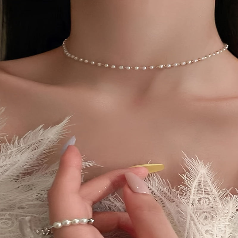 TEMU Vintage Baroque Bohemian Necklace - Minimalist Creative Collarbone Chain With Multi-strand , Durable Lightweight Design For Casual Attire & Gift