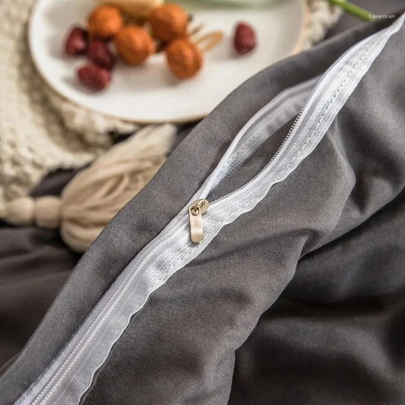 AAAA hight good Queen Solid Bedding Set Adult Duvet Cover Sheet Linen Soft Washed Cotton Polyester Twin Queen King Green Blue Bedclothes 201210