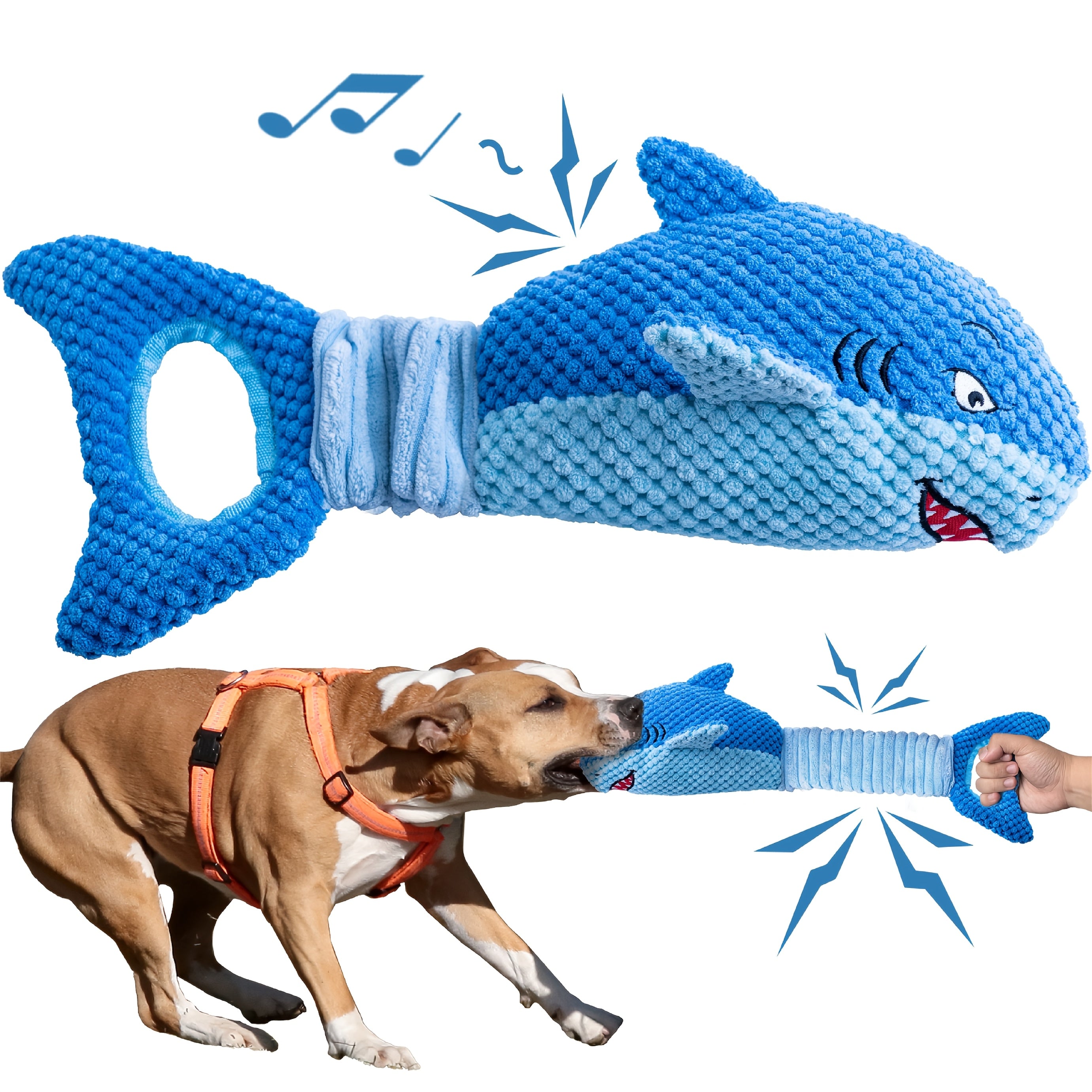 TEMU Interactive Shark Dog Toys For Large Dogs, Squeaky Dog Toys For Aggressive Chewers, Plush Dog Chew Toys For Teething, Dog Toys To Keep Them Busy