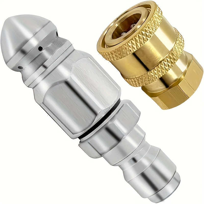 TEMU 2pcs Set Of Sewer Nozzles With 5000 Psi Pressure, 1-4-inch High-pressure Washer Drain Nozzles (hose Nozzles), With Stainless Steel And Brass