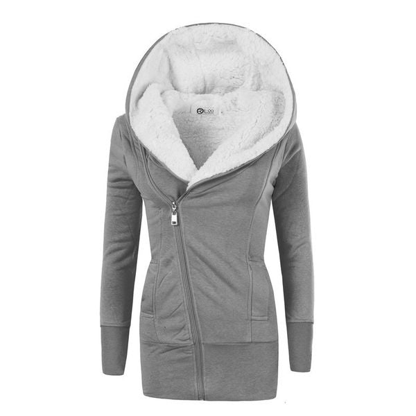 Womens Hoodies Winter Autumn Warm Fleece Cotton Coat Zip Up Outerwear Hooded Sweatshirts Sport Suit Casual Long Coat Jacket FG1511