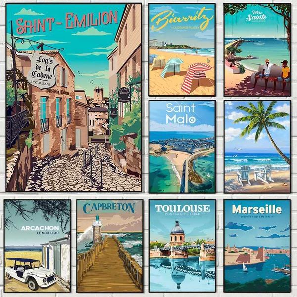 High Quality Nordic countries France Saint Jean Saint Malo Toulouse tourist posters canvases tourist cities wall art living rooms home decor