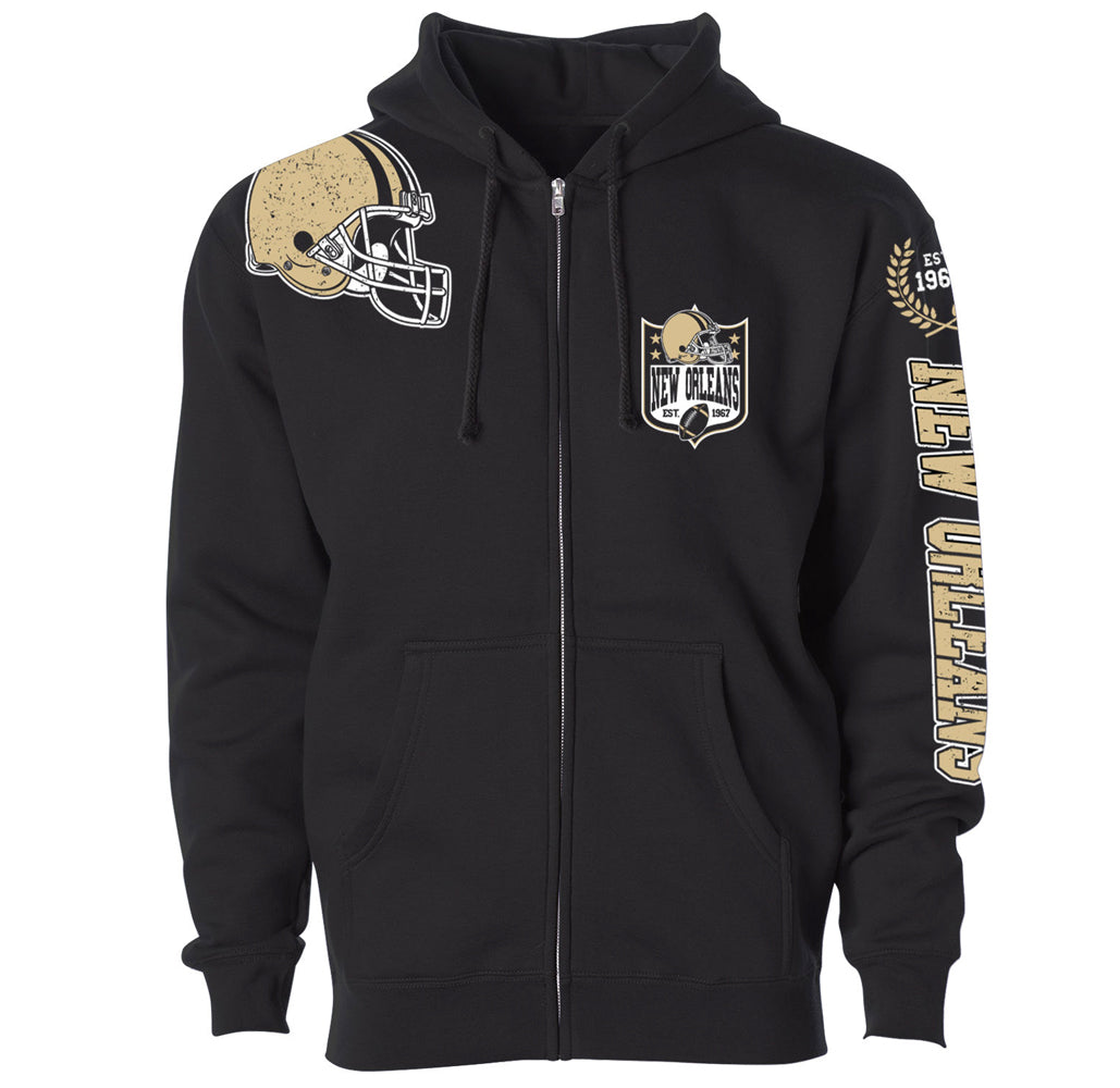 Football Home Team Zip-up Hoodie - New Orleans - Black  - L