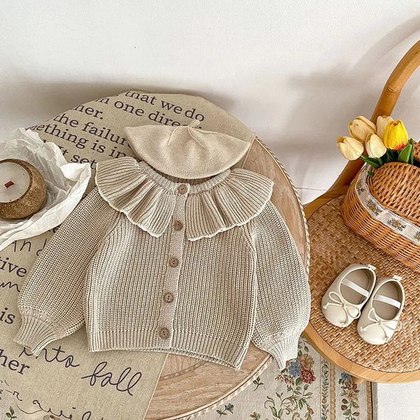 Cardigan MILANCEL Baby Sweaters Ruffle Collar Toddler Knitwear Solid Knit Coat 231017