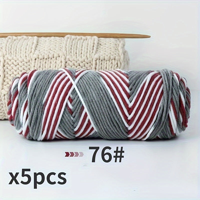 TEMU 5pcs Soft Acrylic Blend Yarn, 8-ply Thick Knitting Thread For Sweaters & Scarves - In Army Green, Black, Blue, Dark Gray, , , , Red, White