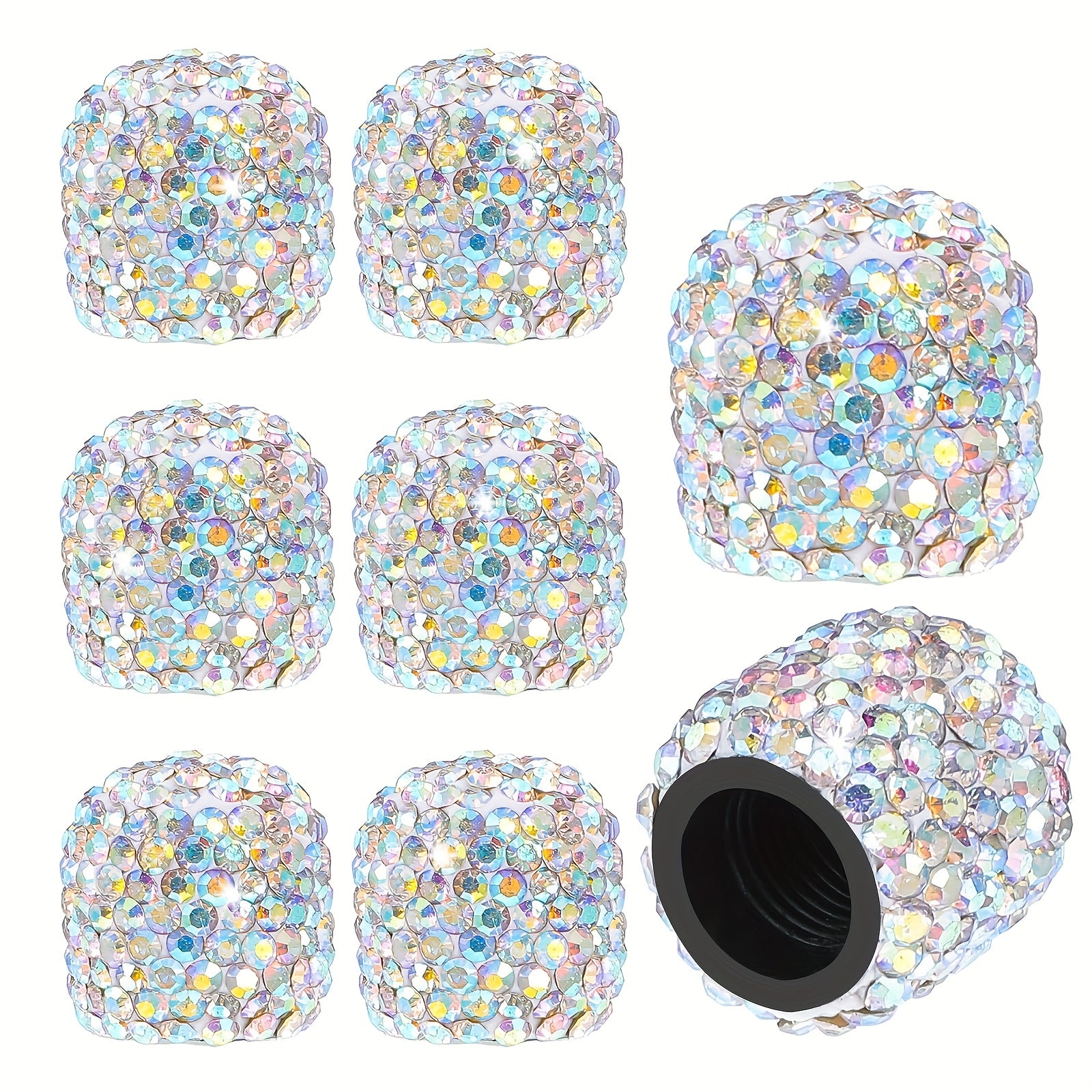 TEMU 8pcs Bling Valve Stem Caps Ab Tire Air For Car, Universal Tire Air Valves Covers For Cars Suvs Trucks Motorcycles Bikes