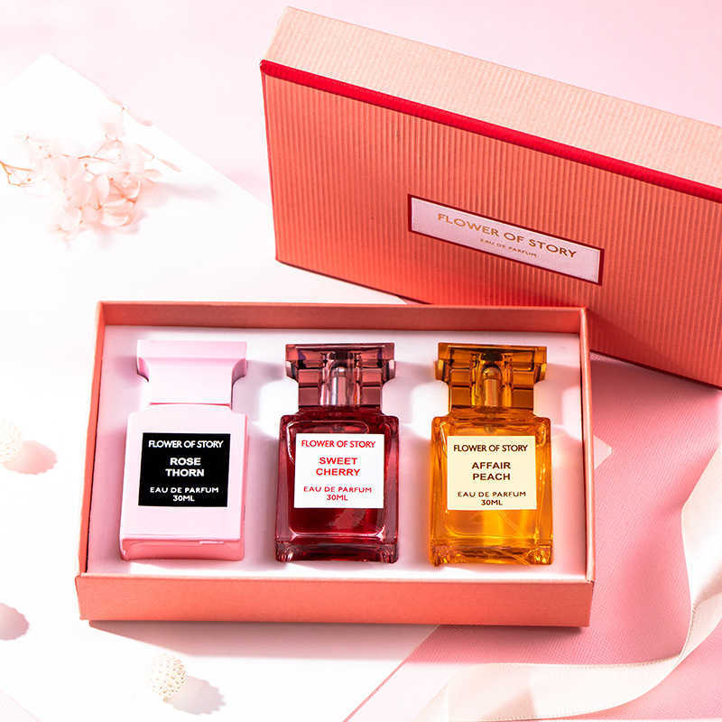 Fragrance Flower Story Women&#039;s Perfume Three Piece Suit Tiktok Wooden Gift Box Men&#039;s Lasting