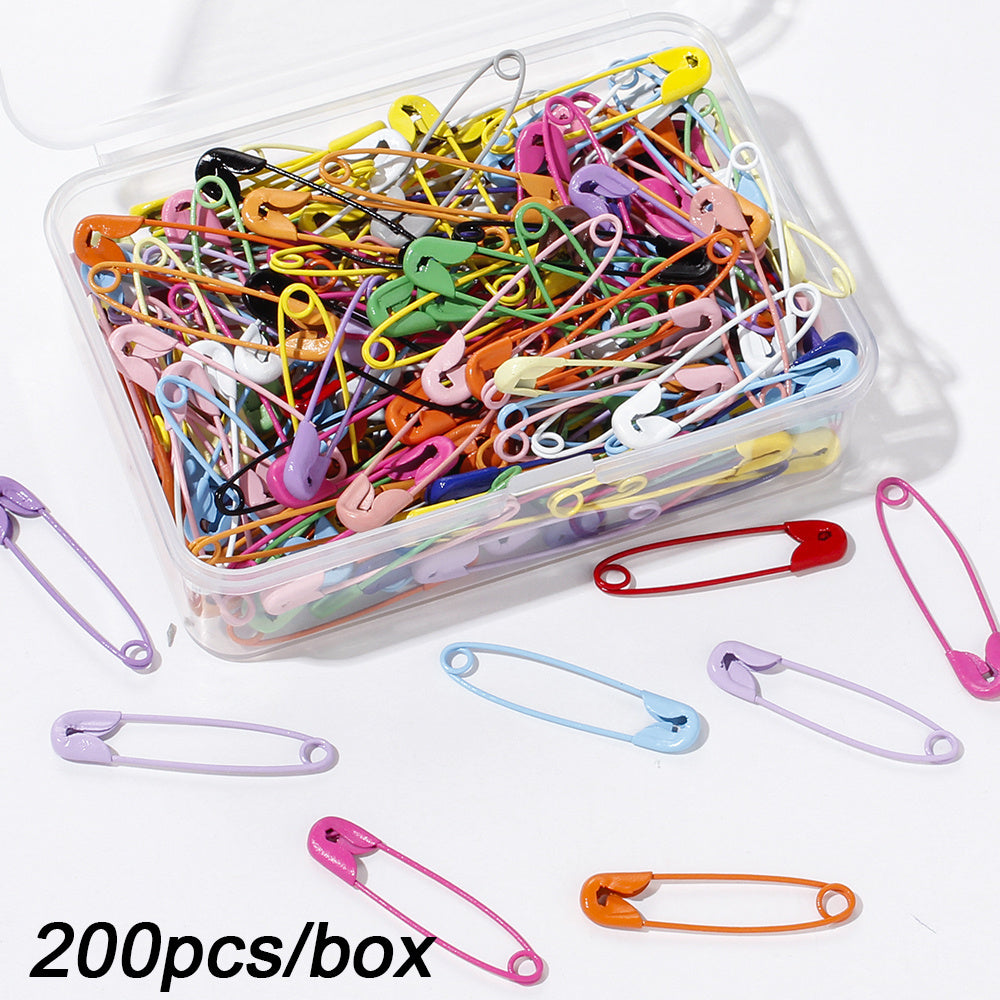 TEMU 200pcs- Box Multicolor Safety Pins Set Basic Brooch For Diy Craft Sewing, Knitting, Office Use, Party Wedding Home Decor