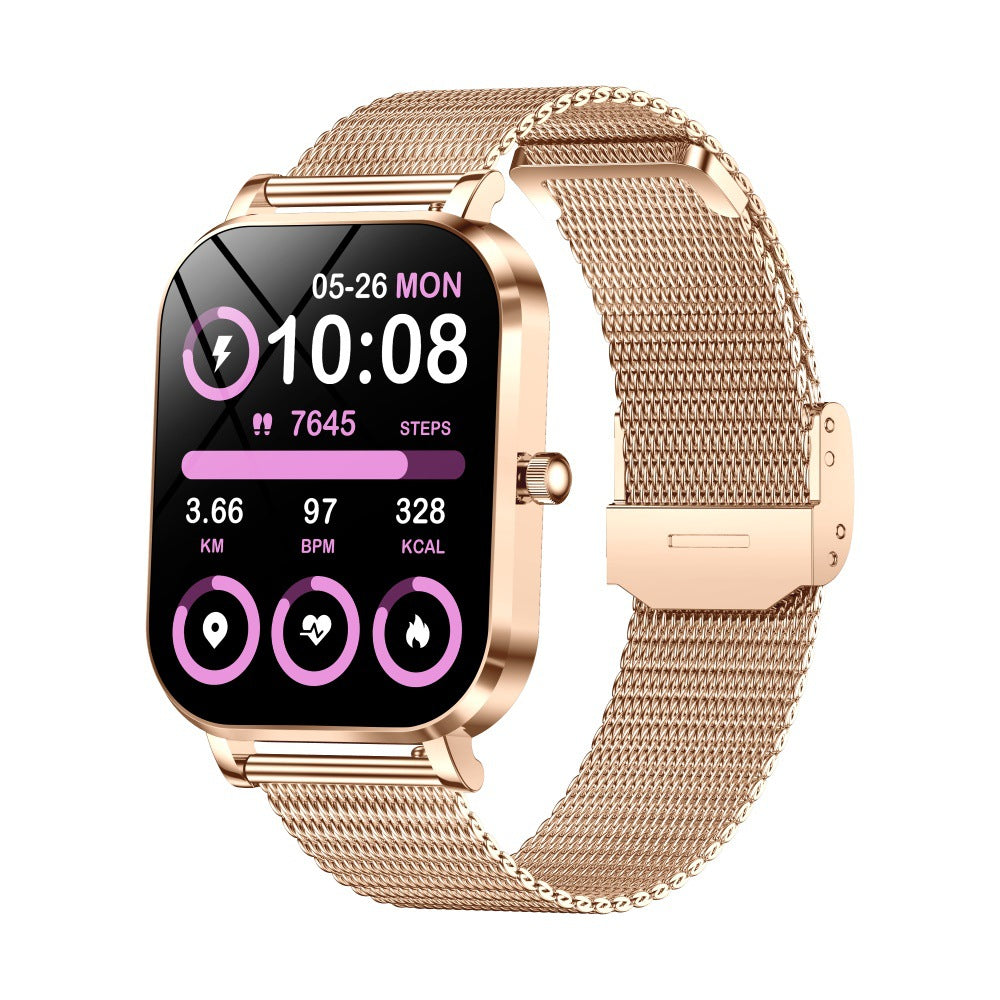 MK90 1.75inch Ultra Thin Full Metal Women Smart Watch Fitness Tracker Heart Rate Sleep Monitor Bluetooth Call IP68 Waterproof 100+ Watch Faces for i