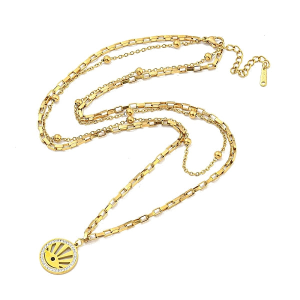 Collares de doble capa de perlas de plástico y acero inoxidable con revestimiento de iones (IP) 201